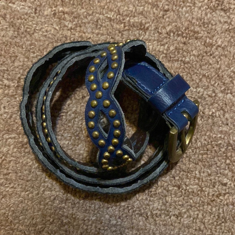Navy leather belt